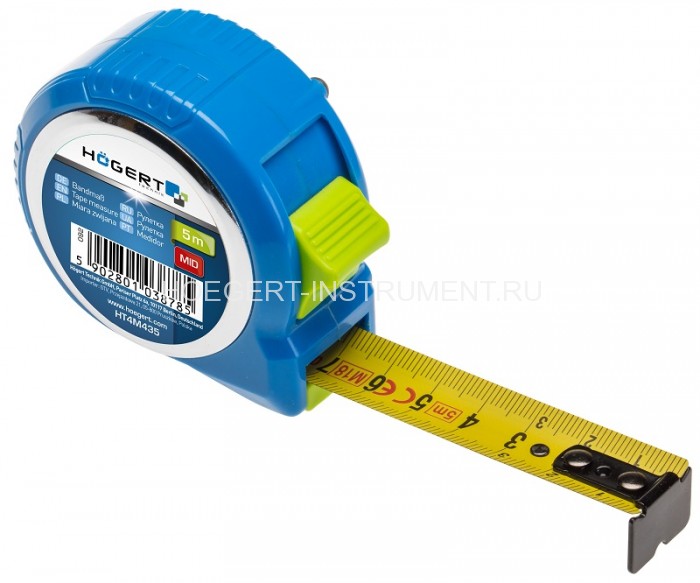 Рулетка 8 м , 25 мм, стопор ленты, Hoegert HT4M436