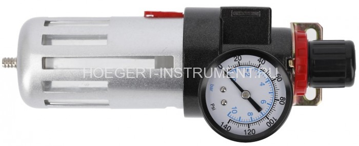 Фильтр-регулятор с манометром пневматический 1/4", 90см³, 9 бар/135 PSI