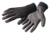 Перчатки рабочие полиуретановые, черные, размер 7, 12 пар