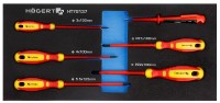Набор диэлектрических отверток 1000V и индикатор напряжения 6 шт., ложемент EVA, Hoegert HT7G137