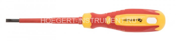 Отвёртка диэлектрическая шлицевая SL4х100 мм, VDE 1000V, сталь CrMo, Hoegert HT1S961