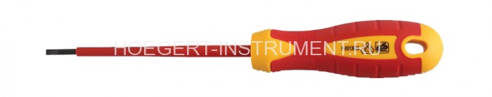 Отвертка диэлектрическая шлицевая SL 3х100 мм, VDE 1000V, сталь S2, Hoegert HT1S903