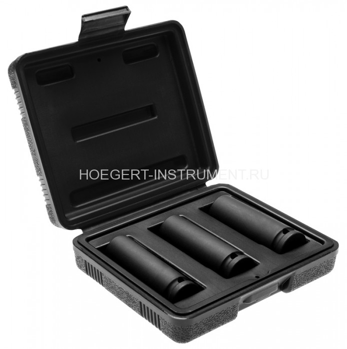 Набор головк ударных удлинённых 1/2", 17, 19, 21 мм, в кейсе, CrMo, Hoegert HT4R104